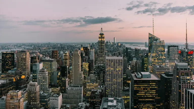 Aerial view of city buildings