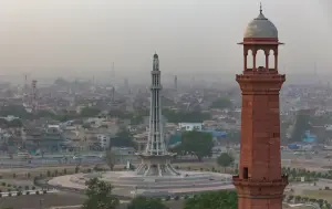 Minar-e-Pakistan and a Badshahi Mosque minaret